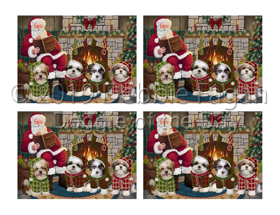 Christmas Cozy Holiday Fire Tails Malti Tzu Dogs Placemat