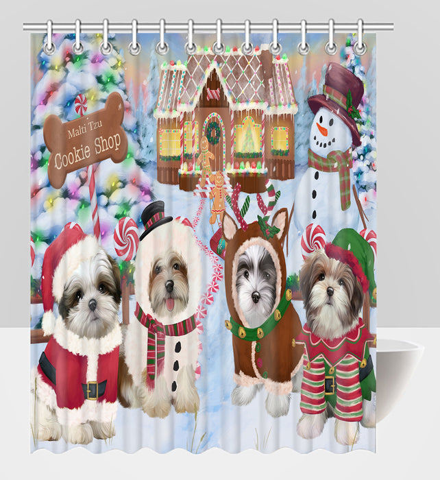 Holiday Gingerbread Cookie Malti Tzu Dogs Shower Curtain