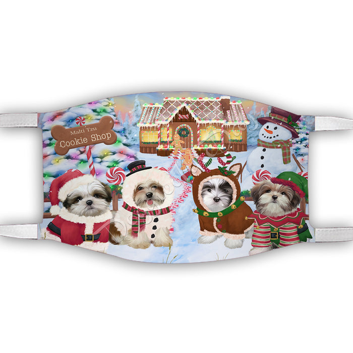 Holiday Gingerbread Cookie Malti Tzu Dogs Shop Face Mask FM48912