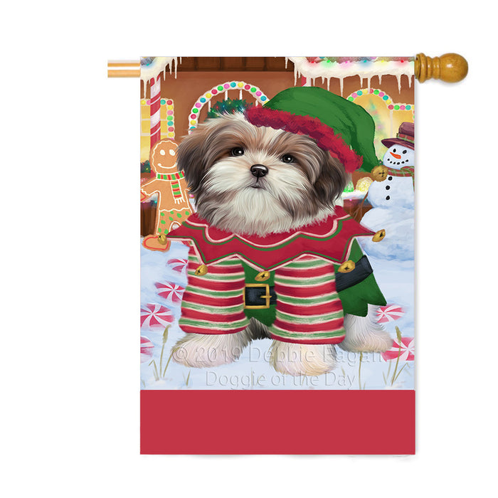 Personalized Gingerbread Candyfest Malti Tzu Dog Custom House Flag FLG63881