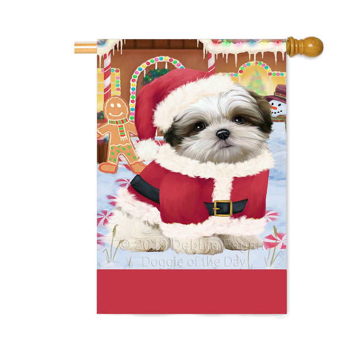 Personalized Gingerbread Candyfest Malti Tzu Dog Custom House Flag FLG63883