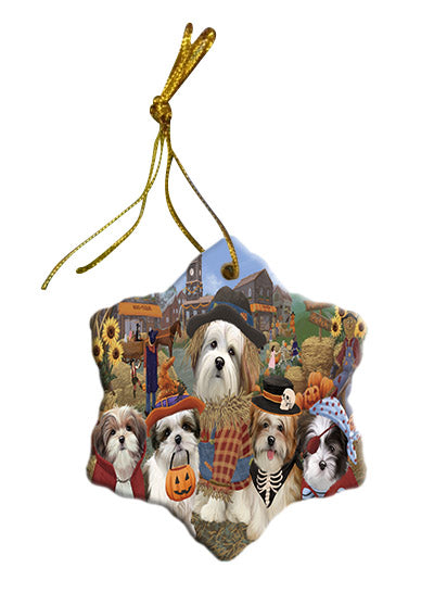Halloween 'Round Town Malti Tzu Dogs Star Porcelain Ornament SPOR57511