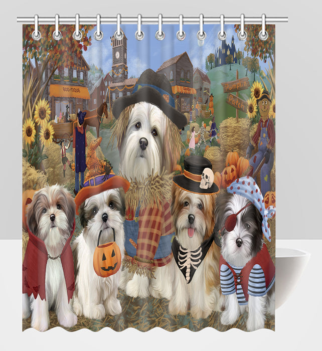 Halloween 'Round Town Malti Tzu Dogs Shower Curtain