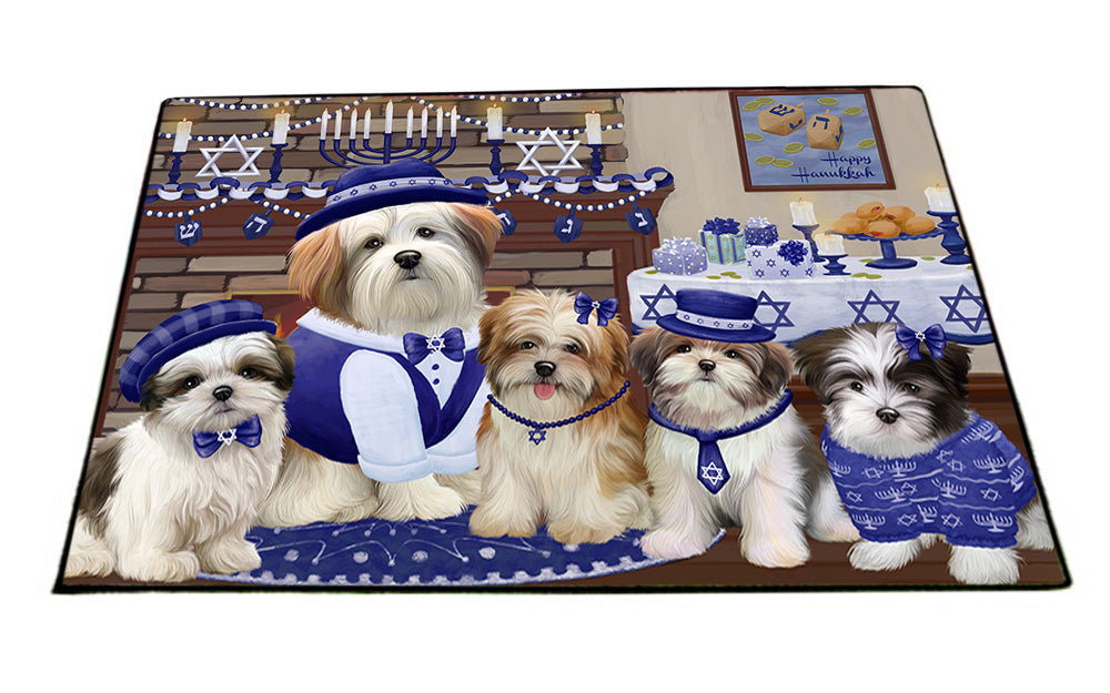 Happy Hanukkah Family Malti Tzu Dogs Floormat FLMS54161