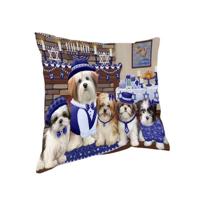 Happy Hanukkah Family Malti Tzu Dogs Pillow with Top Quality High-Resolution Images - Ultra Soft Pet Pillows for Sleeping - Reversible & Comfort - Ideal Gift for Dog Lover - Cushion for Sofa Couch Bed - 100% Polyester
