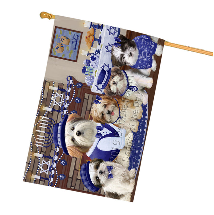 Happy Hanukkah Family Malti Tzu Dogs House Flag FLG66110