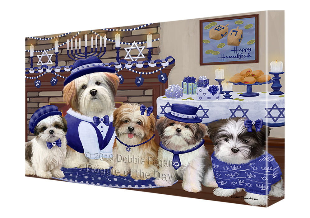 Happy Hanukkah Family Malti Tzu Dogs Canvas Print Wall Art Décor CVS141290