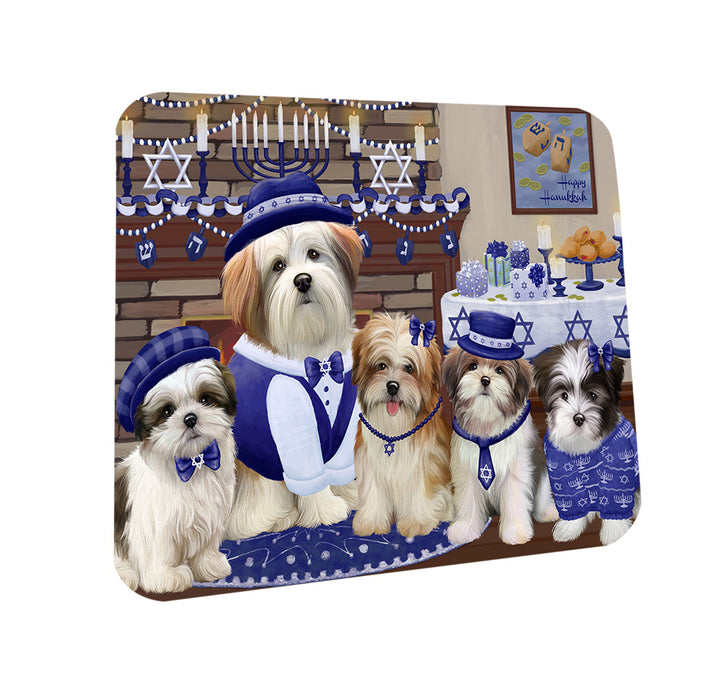 Happy Hanukkah Family Malti Tzu Dogs Coasters Set of 4 CST57229