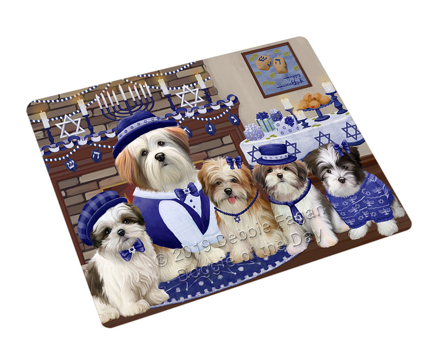 Happy Hanukkah Family Malti Tzu Dogs Cutting Board - For Kitchen - Scratch & Stain Resistant - Designed To Stay In Place - Easy To Clean By Hand - Perfect for Chopping Meats, Vegetables