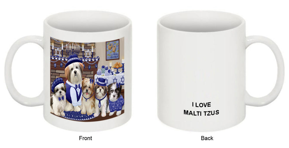 Happy Hanukkah Family Malti Tzu Dogs Coffee Mug MUG52669