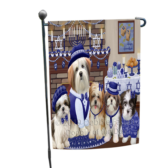 Happy Hanukkah Family Malti Tzu Dogs Garden Flag GFLG66054