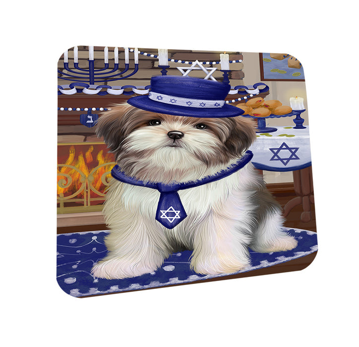 Happy Hanukkah  Malti Tzu Dogs Coasters Set of 4 CST57442