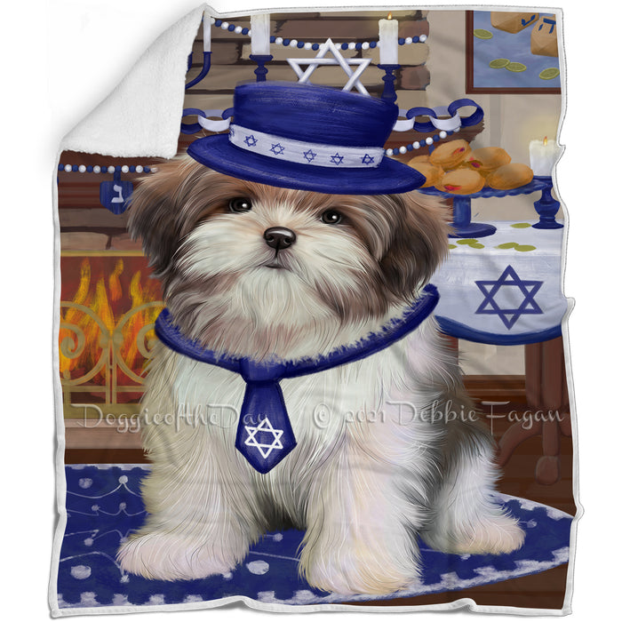 Happy Hanukkah Malti Tzu Dog Blanket BLNKT144004