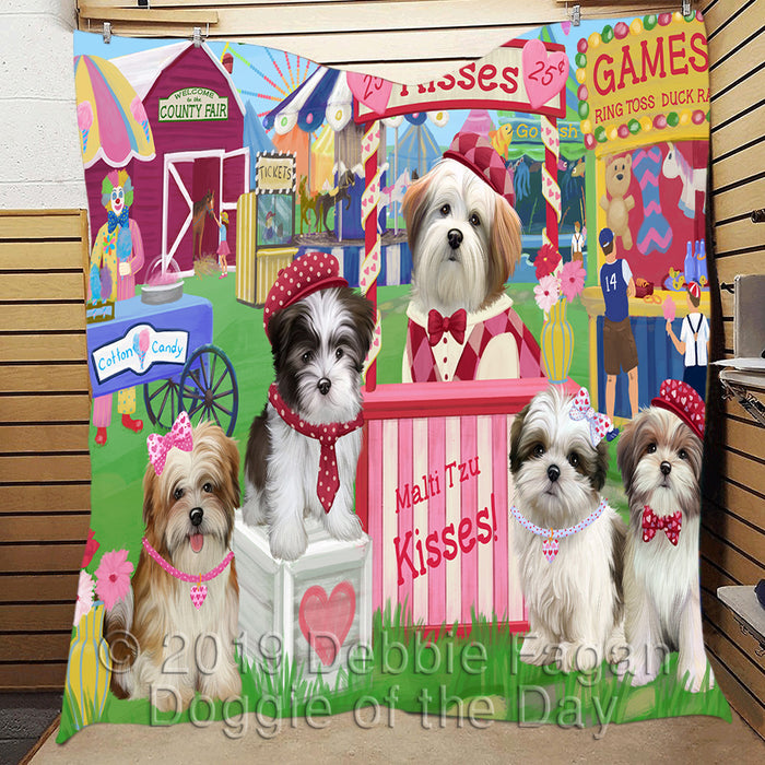 Carnival Kissing Booth Malti Tzu Dogs Quilt
