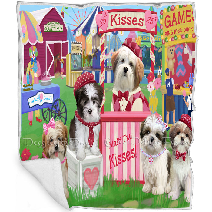 Carnival Kissing Booth Malti Tzus Dog Blanket BLNKT122592