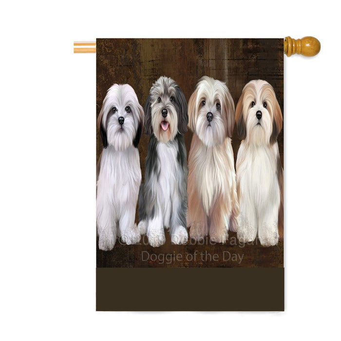Personalized Rustic 4 Malti Tzu Dogs Custom House Flag FLG64429