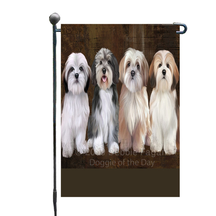 Personalized Rustic 4 Malti Tzu Dogs Custom Garden Flag GFLG63352
