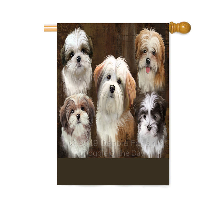 Personalized Rustic 5 Malti Tzu Dogs Custom House Flag FLG-DOTD-A62621