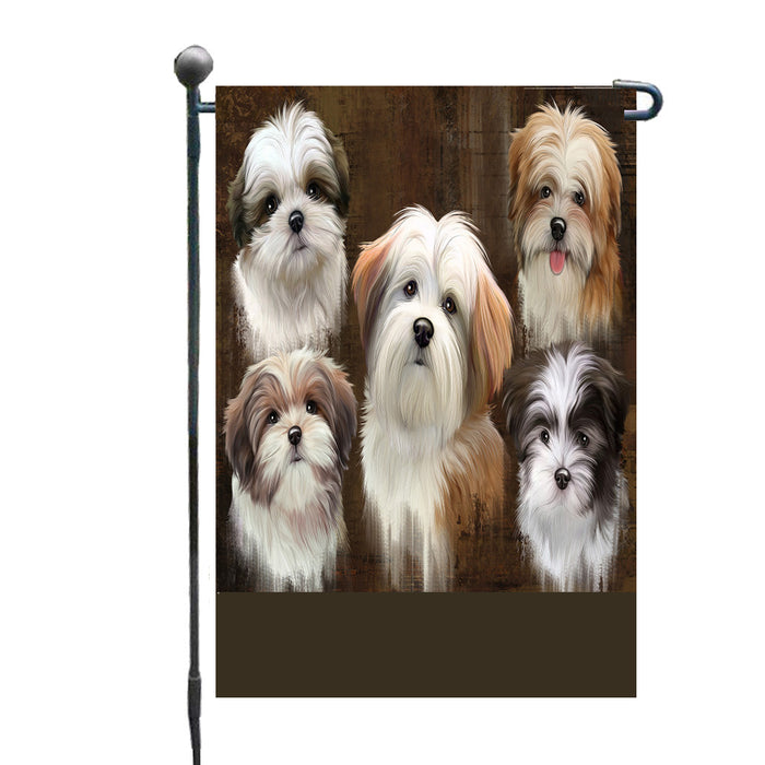 Personalized Rustic 5 Malti Tzu Dogs Custom Garden Flags GFLG-DOTD-A62565