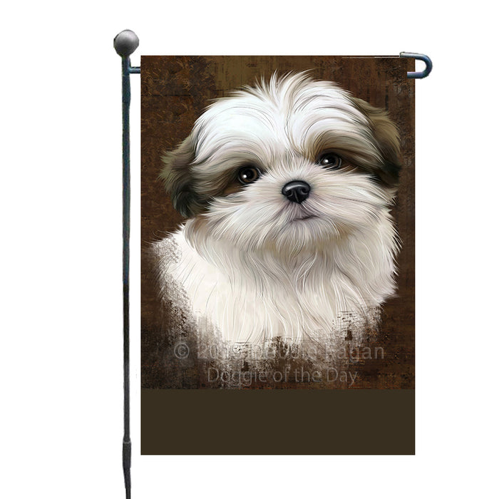Personalized Rustic Malti Tzu Dog Custom Garden Flag GFLG63567