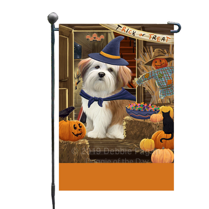 Personalized Enter at Own Risk Trick or Treat Halloween Malti Tzu Dog Custom Garden Flags GFLG-DOTD-A59644