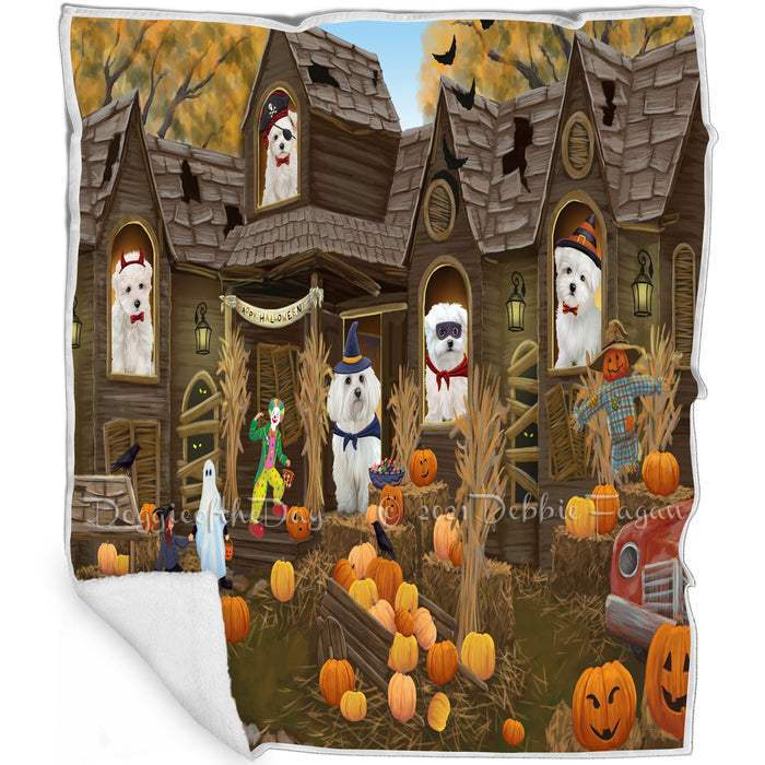 Haunted House Halloween Trick or Treat Malti Tzus Dog Blanket BLNKT93270