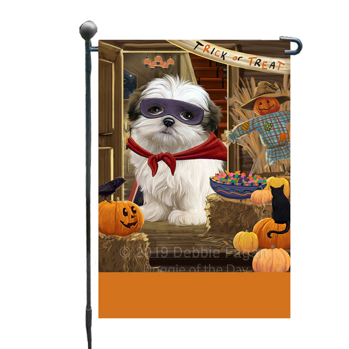 Personalized Enter at Own Risk Trick or Treat Halloween Malti Tzu Dog Custom Garden Flags GFLG-DOTD-A59646