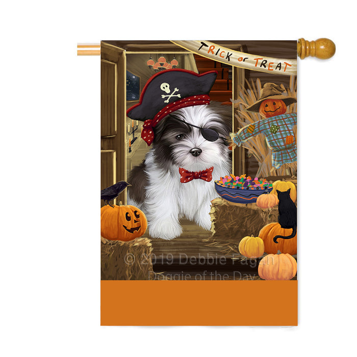 Personalized Enter at Own Risk Trick or Treat Halloween Malti Tzu Dog Custom House Flag FLG-DOTD-A59703