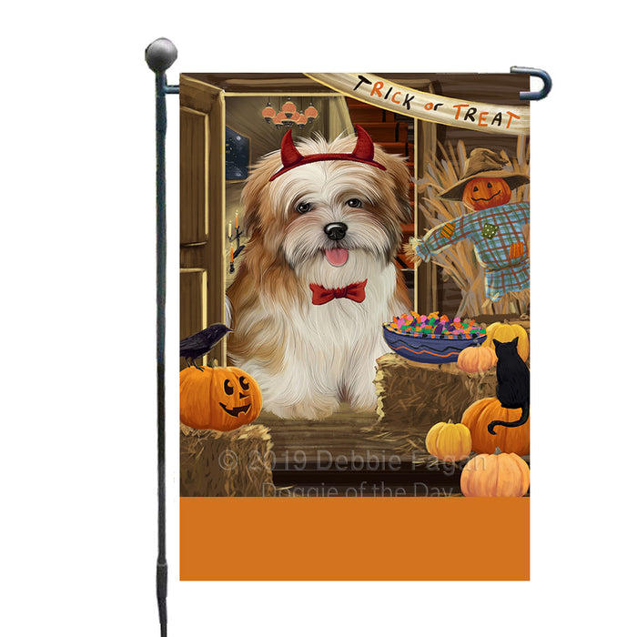 Personalized Enter at Own Risk Trick or Treat Halloween Malti Tzu Dog Custom Garden Flags GFLG-DOTD-A59648