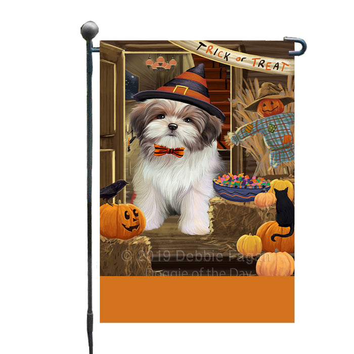 Personalized Enter at Own Risk Trick or Treat Halloween Malti Tzu Dog Custom Garden Flags GFLG-DOTD-A59649