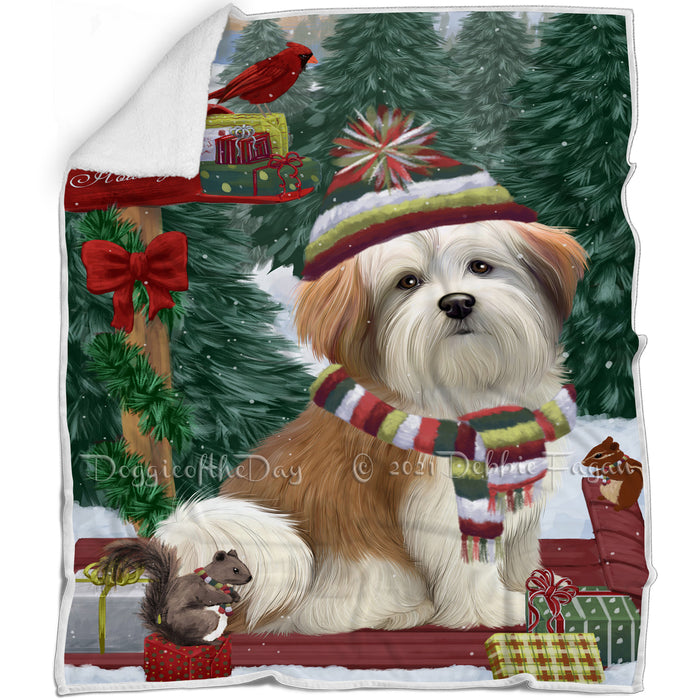 Merry Christmas Woodland Sled Malti Tzu Dog Blanket BLNKT114186