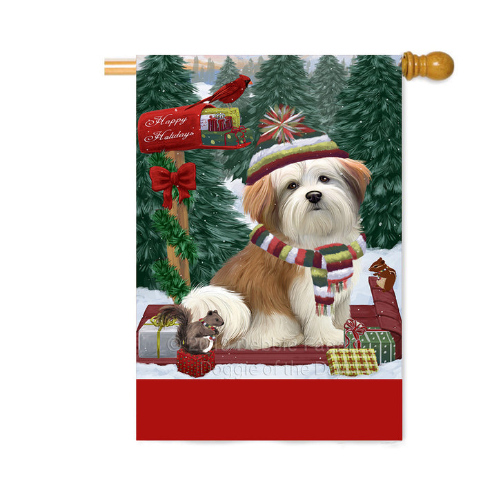 Personalized Merry Christmas Woodland Sled Malti Tzu Dog Custom House Flag FLG-DOTD-A61686