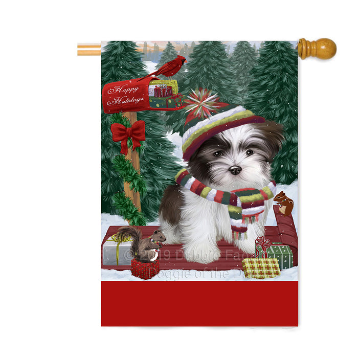 Personalized Merry Christmas Woodland Sled Malti Tzu Dog Custom House Flag FLG-DOTD-A61687