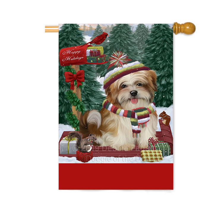 Personalized Merry Christmas Woodland Sled Malti Tzu Dog Custom House Flag FLG-DOTD-A61689