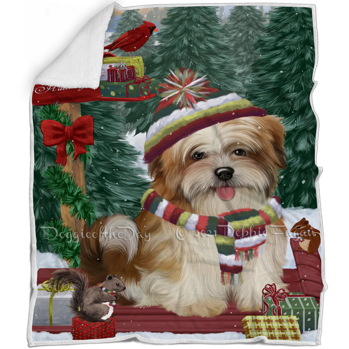 Merry Christmas Woodland Sled Malti Tzu Dog Blanket BLNKT114213