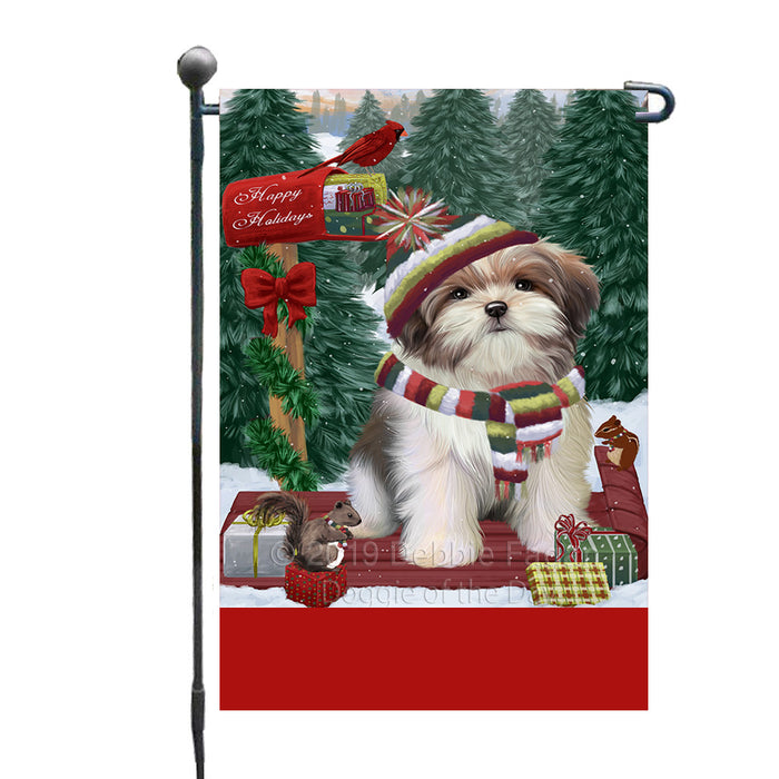 Personalized Merry Christmas Woodland Sled  Malti Tzu Dog Custom Garden Flags GFLG-DOTD-A61634
