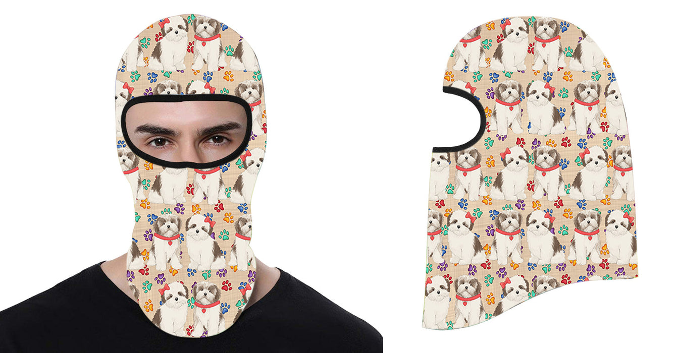 Rainbow Paw Print Malti Tzu Dogs All Over Print Balaclava Ski Mask SM48184