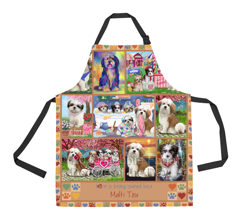 Love is Being Owned Malti Tzu Dog Beige Apron