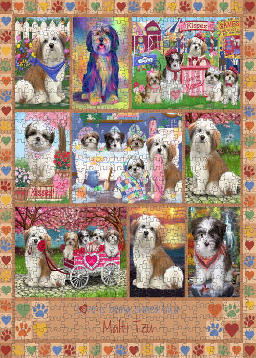 Love is Being Owned Malti Tzu Dog Beige Puzzle with Photo Tin PUZL98524