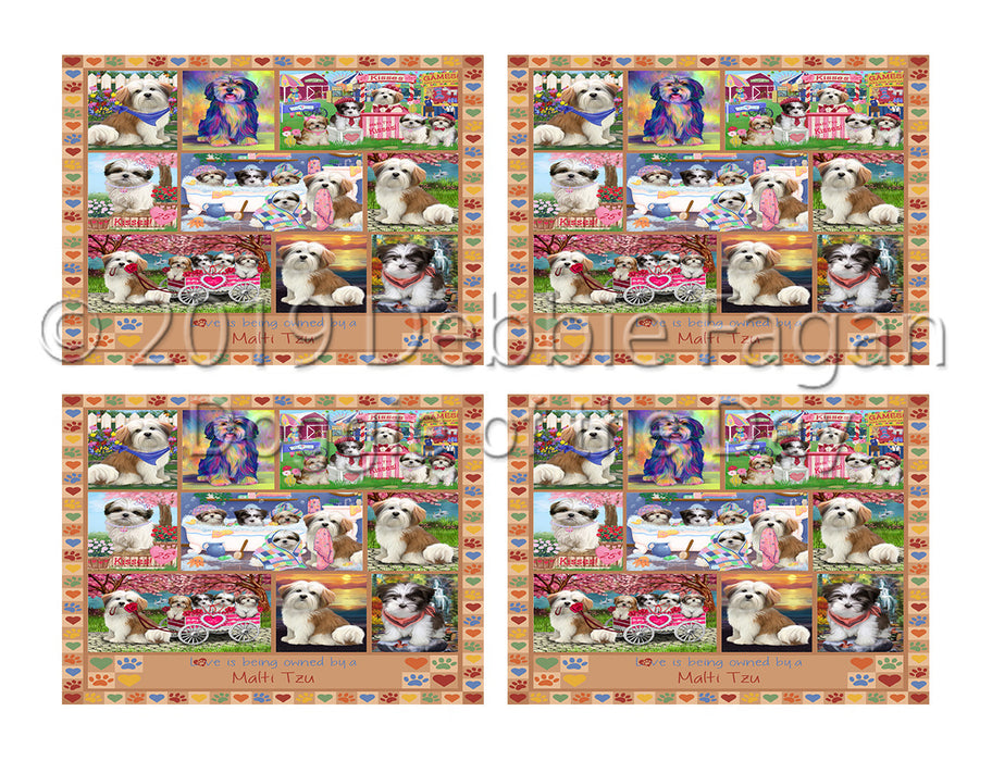 Love is Being Owned Malti Tzu Dog Beige Placemat