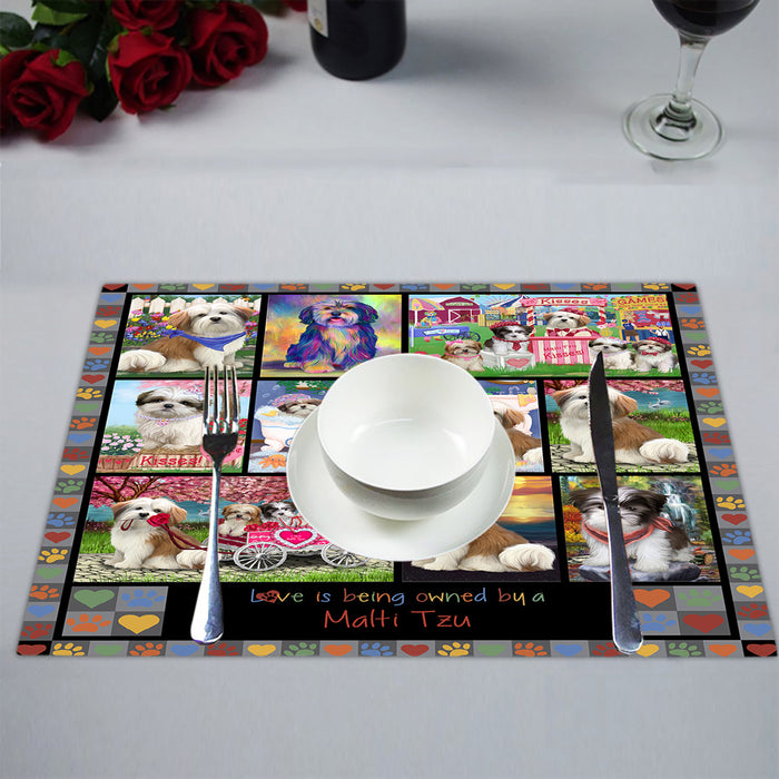 Love is Being Owned Malti Tzu Dog Grey Placemat