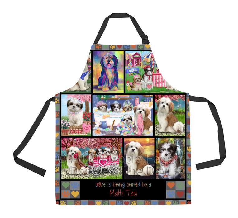 Love is Being Owned Malti Tzu Dog Grey Apron