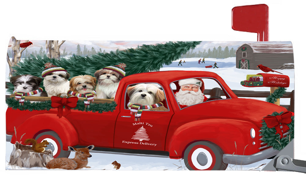 Magnetic Mailbox Cover Christmas Santa Express Delivery Malti Tzus Dog MBC48334