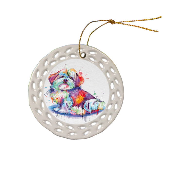 Watercolor Malti Tzu Dog Ceramic Doily Ornament DPOR57387
