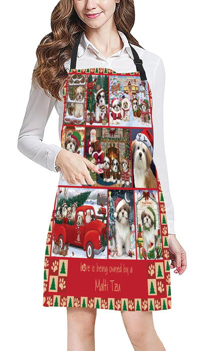 Love is Being Owned Christmas Malti Tzu Dogs Apron