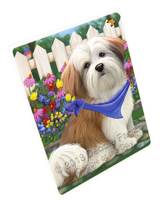 Spring Floral Malti Tzu Dog Tempered Cutting Board C53607