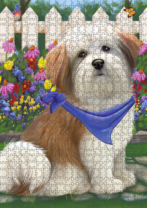 Spring Floral Malti Tzu Dog Puzzle with Photo Tin PUZL53445