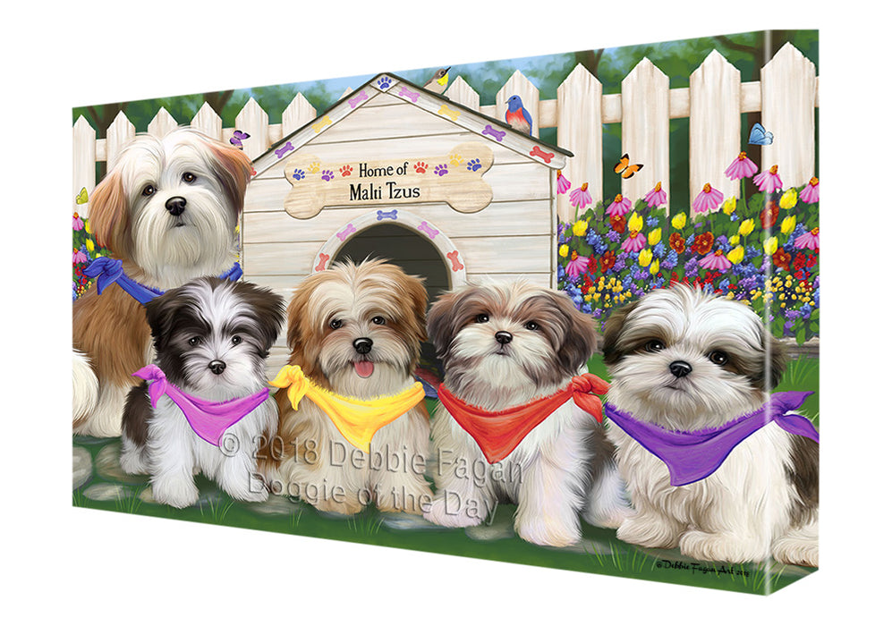 Spring Dog House Malti Tzus Dog Canvas Wall Art CVS64978