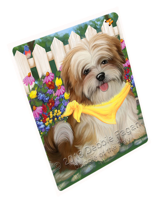 Spring Floral Malti Tzu Dog Tempered Cutting Board C53613