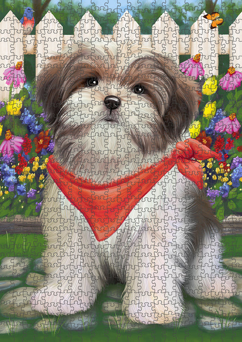 Spring Floral Malti Tzu Dog Puzzle with Photo Tin PUZL53454
